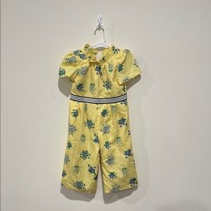 • Janie and Jack • Girls Floral Jumpsuit Yellow with Purple Flowers 2T